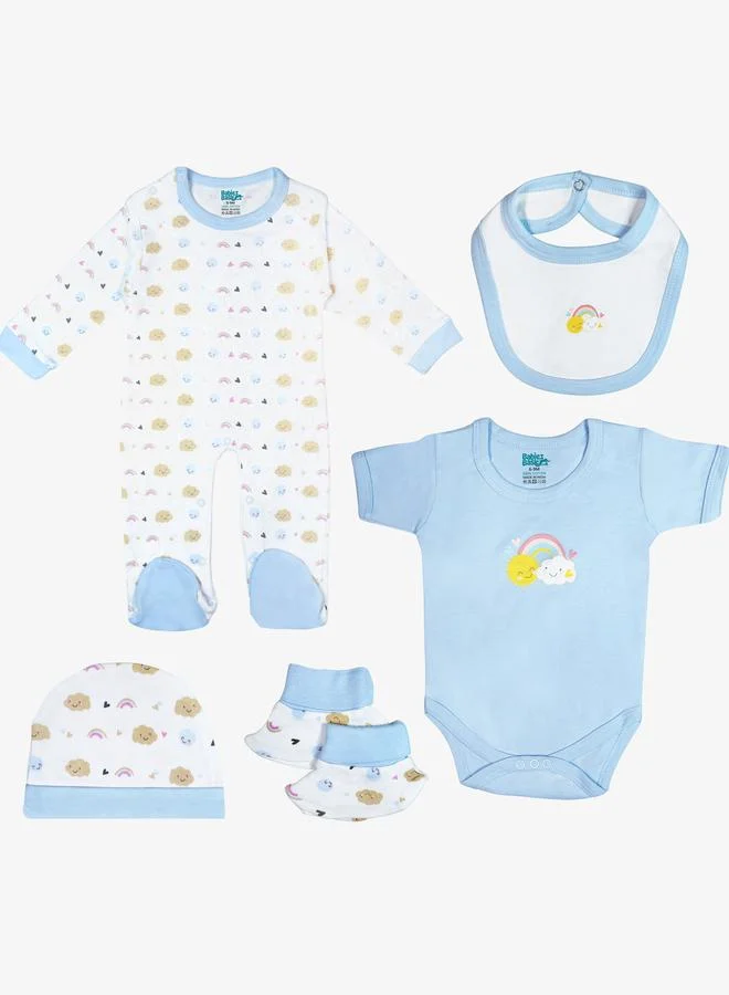 بابيز_بيسك طقم 5 قطع - مريلة، رومبر، قفازات، قبعة، وبدلة نوم